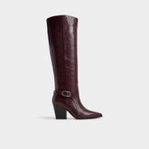 Bordo Saddle in Bordo - Knee-high boot, Block heel | Aldo