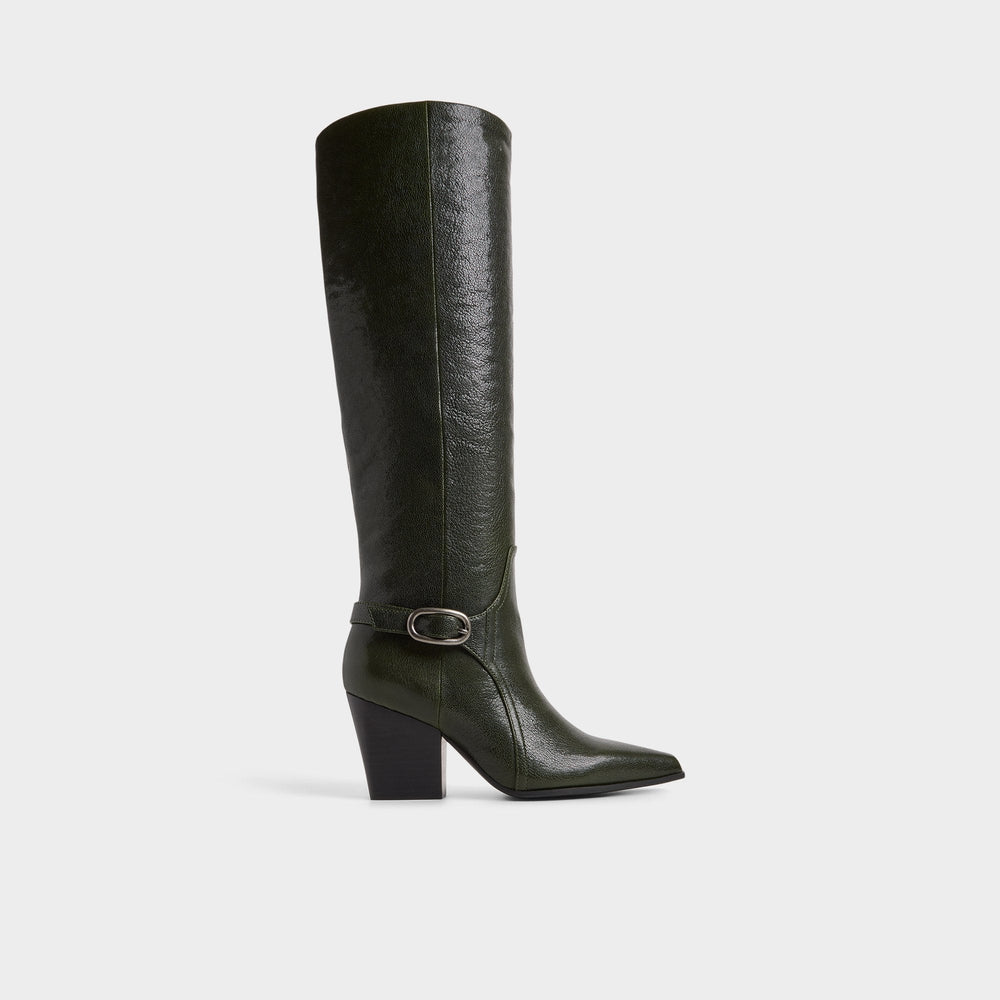 Dark green Saddle in Dark Green - Knee-high boot, Block heel | Aldo