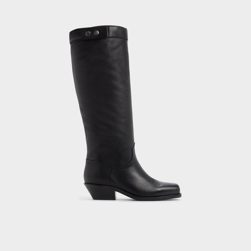 Black Emberlyn in Black - Knee-high western boot, Cup sole | Aldo