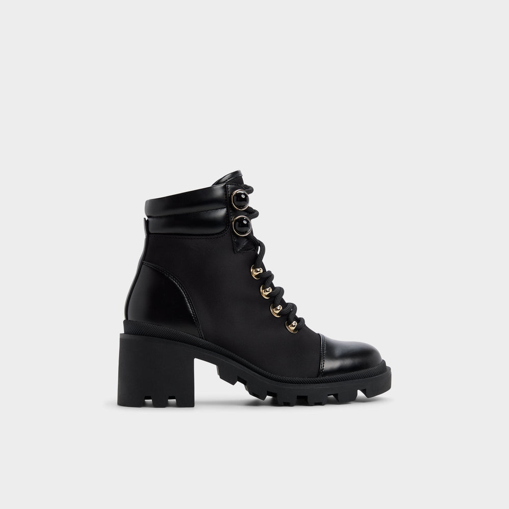 Black Mariettia in Black - Lace-up boot, Lug sole | Aldo