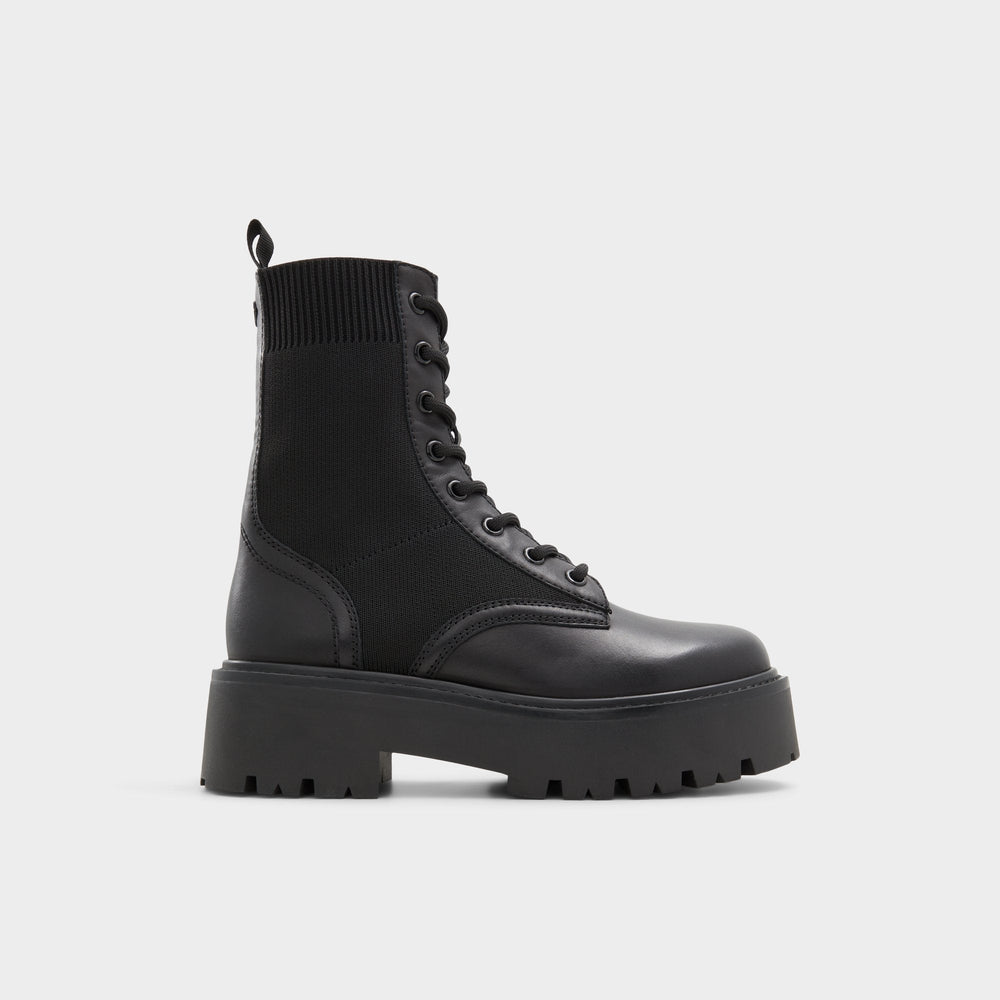 Black Talaleryknit Black Women's Combat boots - Combat ankle boot, Black | Aldo