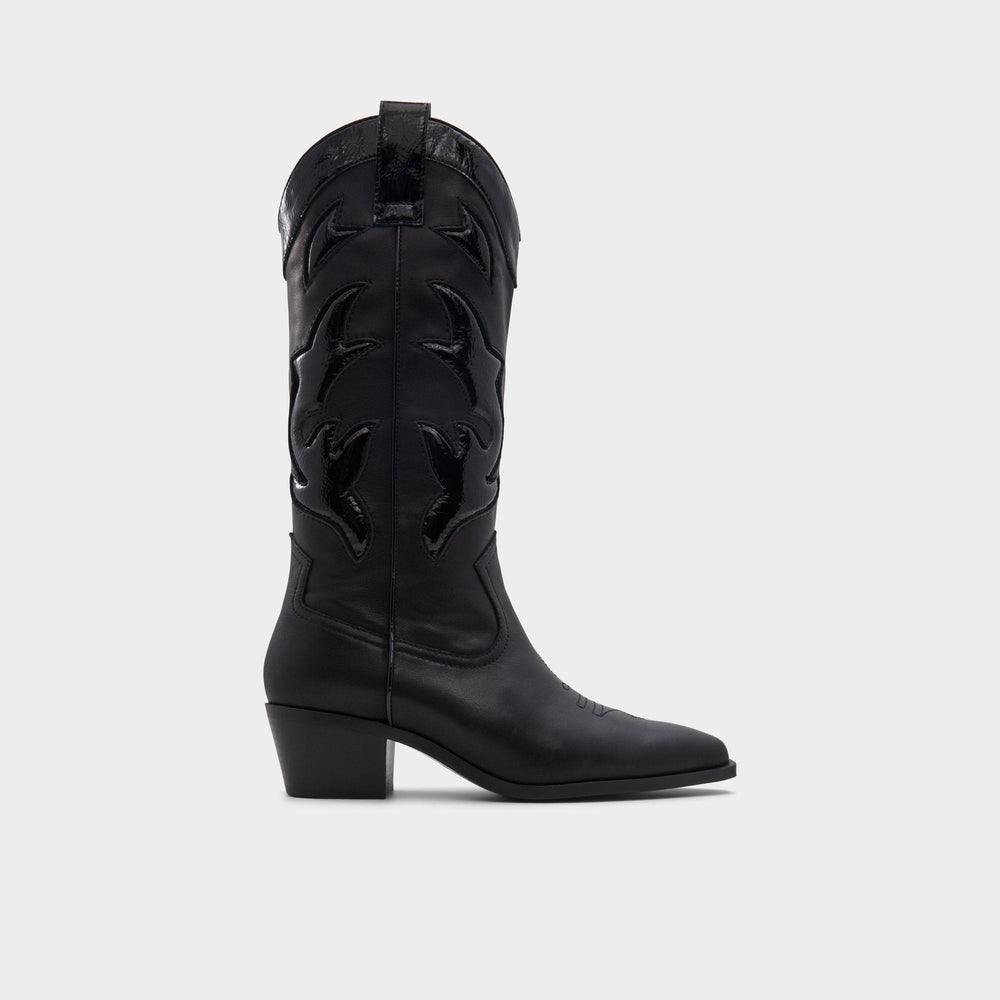 Black Nebraska Black Women's Western - Mid-calf western boot, Block heel | Aldo