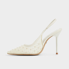 Other White Pearlescent Other White Textile Mesh Women's Slingbacks - Slingback heel | Aldo
