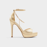 Gold Afumeth Gold Women's Platform sandals - Strappy heeled sandal, Stiletto platform | Aldo
