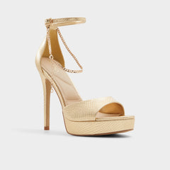 Gold Afumeth Gold Women's Platform sandals - Strappy heeled sandal, Stiletto platform | Aldo
