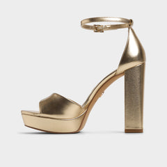 Gold Enaegyn 2.0 in Gold - Strappy heeled sandal, Platform | Aldo