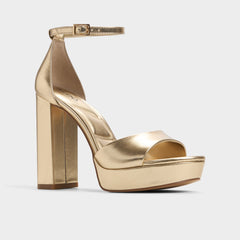 Gold Enaegyn 2.0 in Gold - Strappy heeled sandal, Platform | Aldo