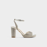Silver Alluring Silver Women's Iridescent metallics - Strappy heeled sandal, Platform | Aldo