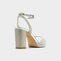 Silver Alluring Silver Women's Iridescent metallics - Strappy heeled sandal, Platform | Aldo