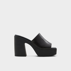Other black Maysee Other Black Leather Smooth Women's Mule slides - Heeled mule, Platform | Aldo