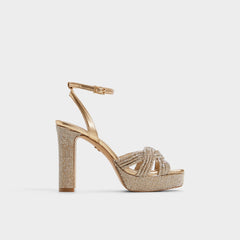 Gold Shimma Gold Women's Iridescent metallics - Strappy heeled sandal, Platform | Aldo