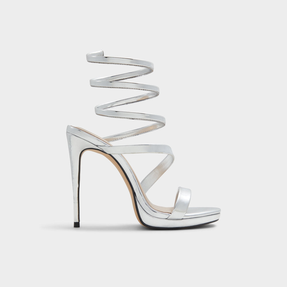Silver Katswirl in Silver - Strappy sandal, Stiletto platform | Aldo