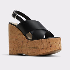 Black Sandcastle Black Women's Platform sandals - Strappy wedge sandal | Aldo