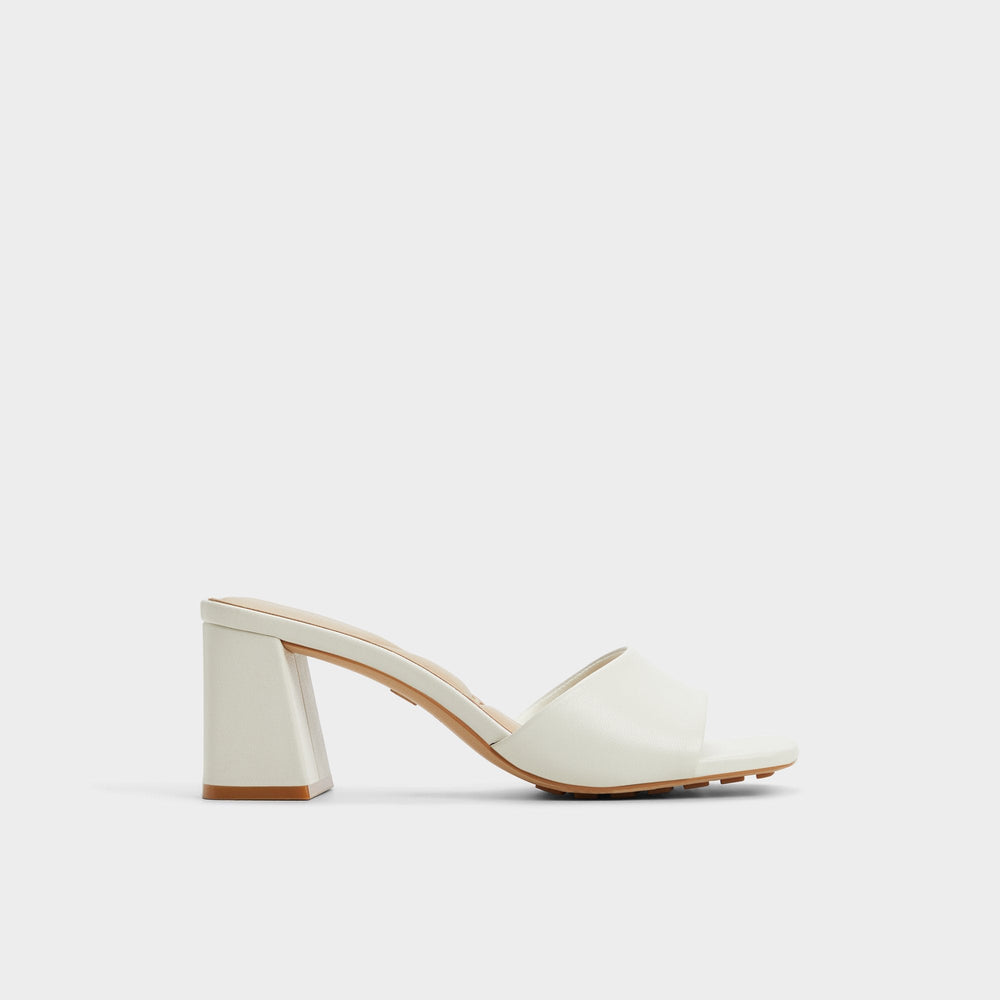 White Tisha White Women's Heeled mules - Heeled mule, Block heel | Aldo