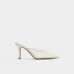 Open White Gamilia Open White Textile Mesh Women's Kitten heels - Heeled mule, Kitten heel | Aldo