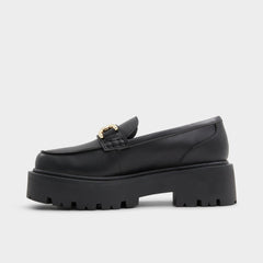 Black Oneameth Black Synthetic Smooth Women's Loafers & Oxfords - Loafer, Lug sole | Aldo