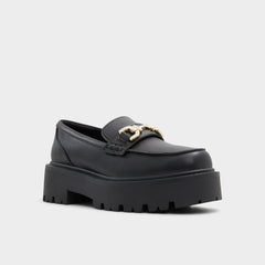 Black Oneameth Black Synthetic Smooth Women's Loafers & Oxfords - Loafer, Lug sole | Aldo