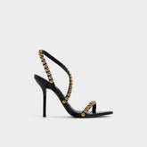 Black Attey in Black - Strappy heeled sandal, Stiletto heel | Aldo