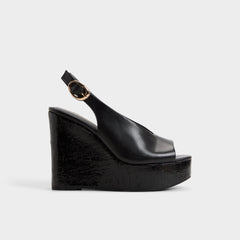 Black Tatianah in Black - Sling back heeled sandal, Wedge heel | Aldo
