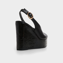 Black Tatianah in Black - Sling back heeled sandal, Wedge heel | Aldo