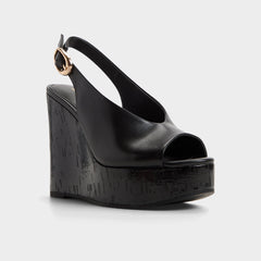 Black Tatianah in Black - Sling back heeled sandal, Wedge heel | Aldo