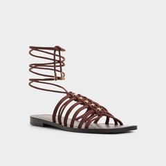 Dark brown Unoma in Dark Brown - Strappy flat sandal | Aldo