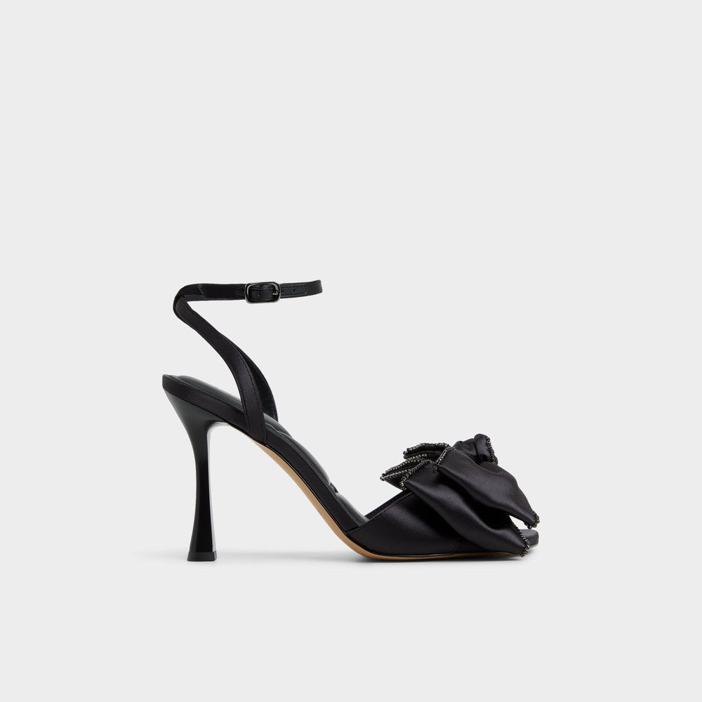 Black Tinsel in Black - Strappy heeled sandal, Stiletto heel | Aldo