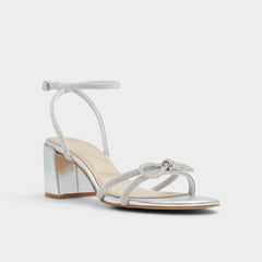 Silver Bouclette Silver Women's Block heels - Strappy heeled sandal, Block heel | Aldo