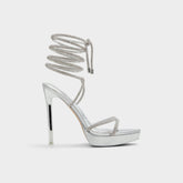 Silver Izabella in Silver 13621003 - Strappy heeled sandal, Platform | Aldo