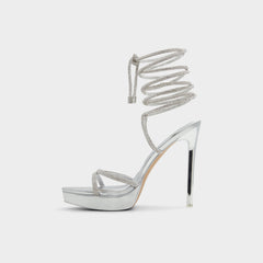 Silver Izabella in Silver 13621003 - Strappy heeled sandal, Platform | Aldo