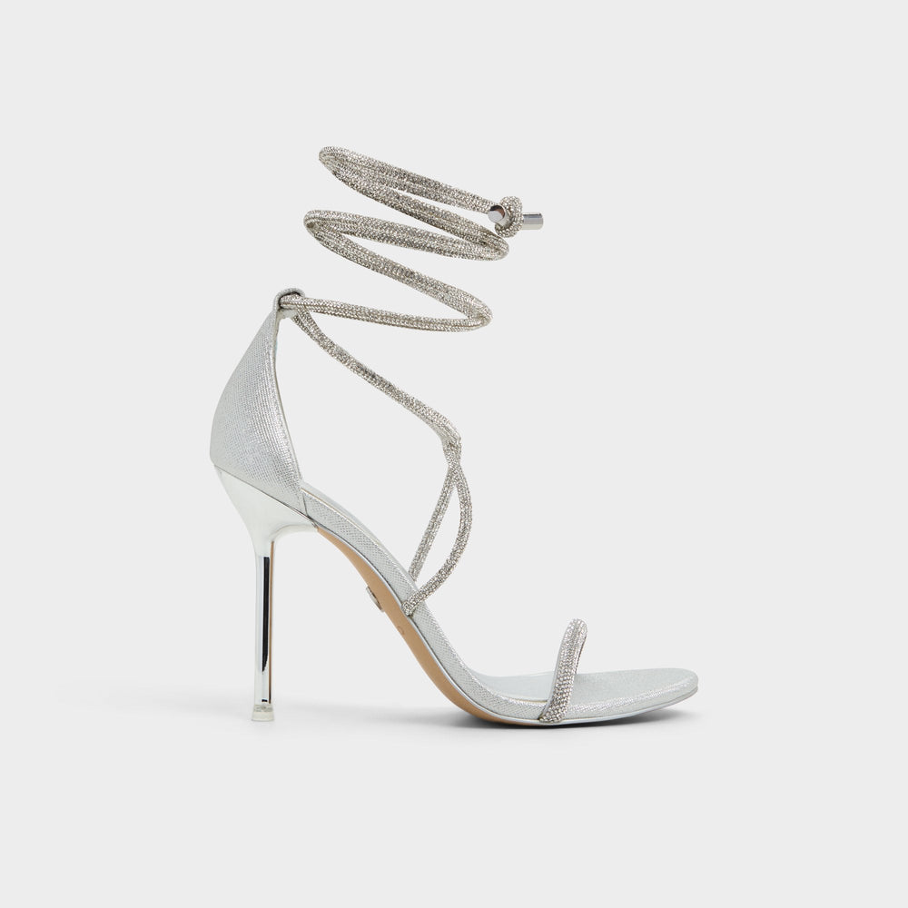 Silver Caladonia Silver Women's Iridescent metallics - Strappy heeled sandal, Stiletto heel | Aldo