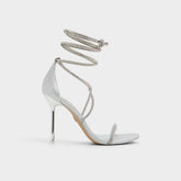 Silver Caladonia Silver Women's Iridescent metallics - Strappy heeled sandal, Stiletto heel | Aldo
