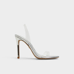 Silver Quinilynn Silver Women's Iridescent metallics - Strappy heeled sandal, Stiletto heel | Aldo