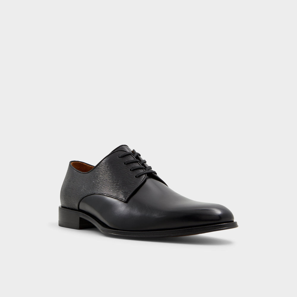 Black Halbart Black Leather Embossed Men's Oxfords & Lace-ups - Oxford shoe | Aldo