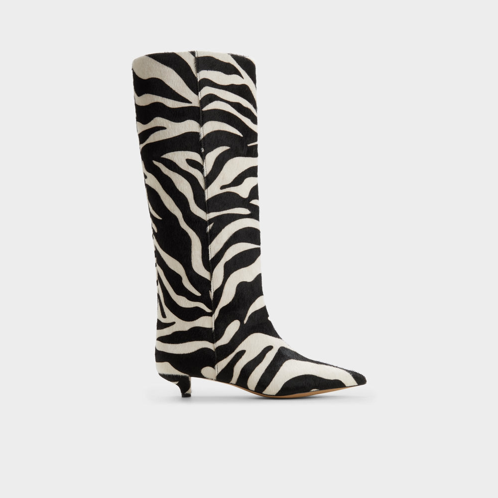 White/black Gabelia in White Black - Knee-high boot, Kitten heel | Aldo