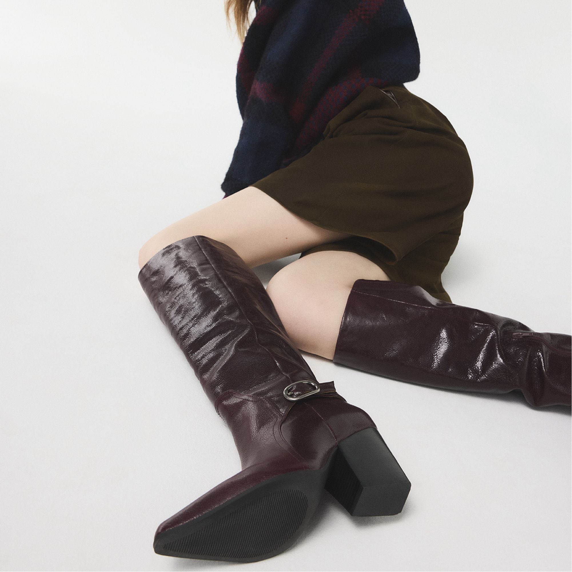 Bordo Saddle in Bordo - Knee-high boot, Block heel | Aldo