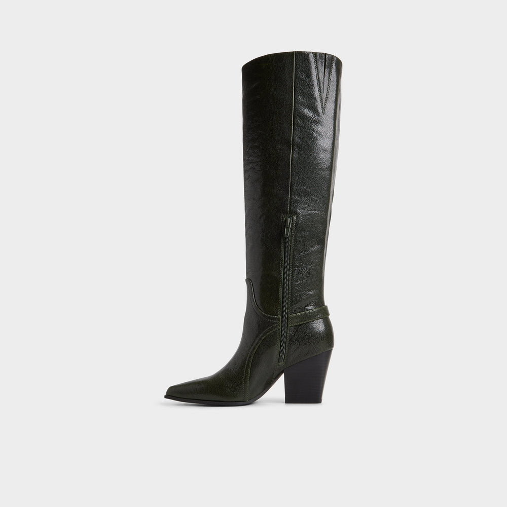 Dark green Saddle in Dark Green - Knee-high boot, Block heel | Aldo