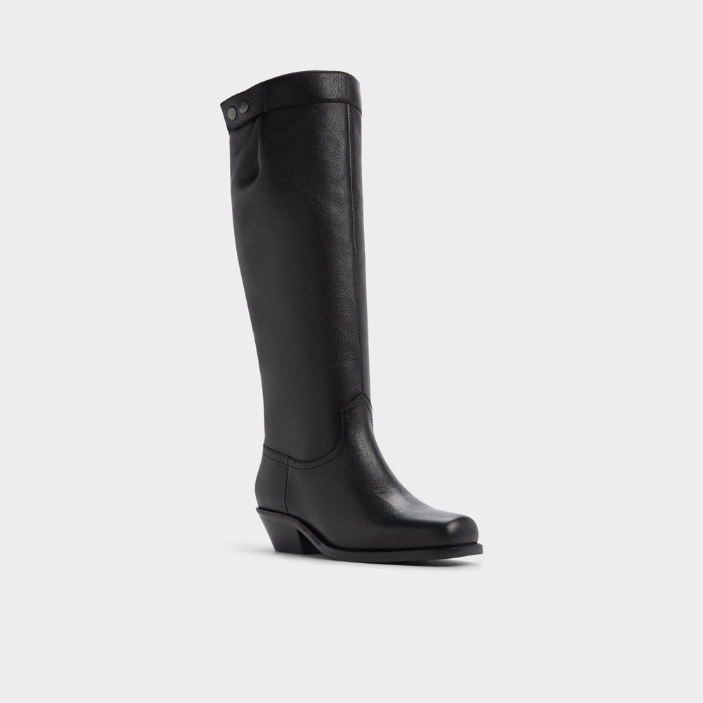 Black Emberlyn in Black - Knee-high western boot, Cup sole | Aldo
