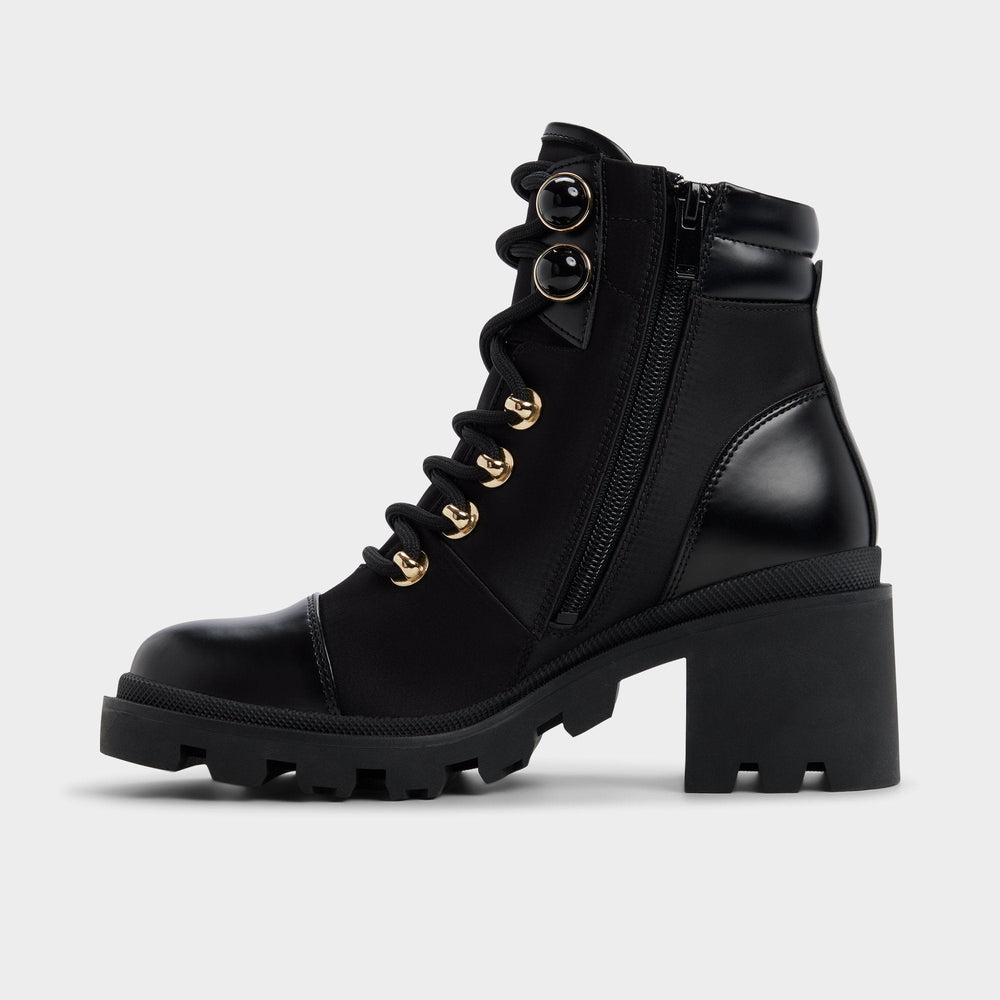 Black Mariettia in Black - Lace-up boot, Lug sole | Aldo