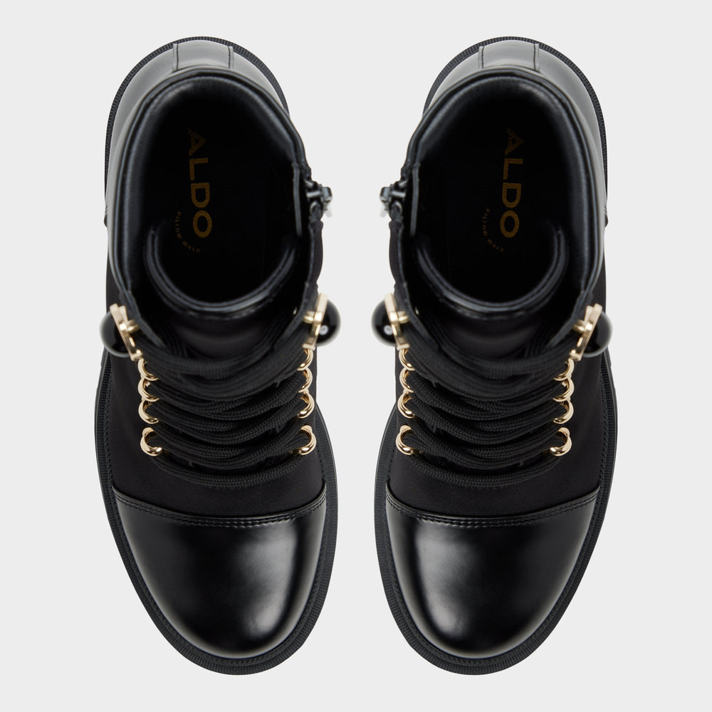 Black Mariettia in Black - Lace-up boot, Lug sole | Aldo