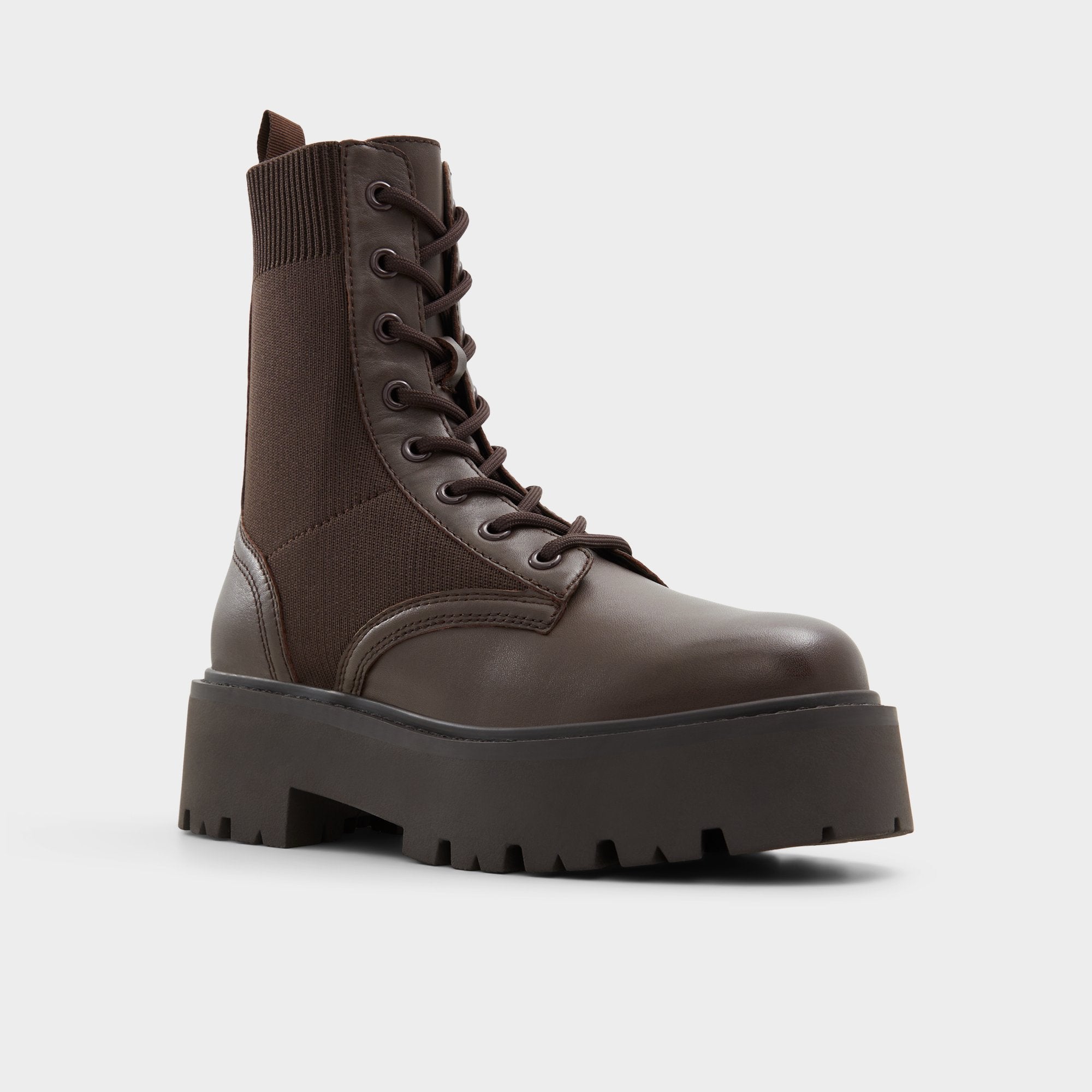 Brown Overflow Talaleryknit Brown Overflow Women's Combat boots - Combat ankle boot, Brown | Aldo