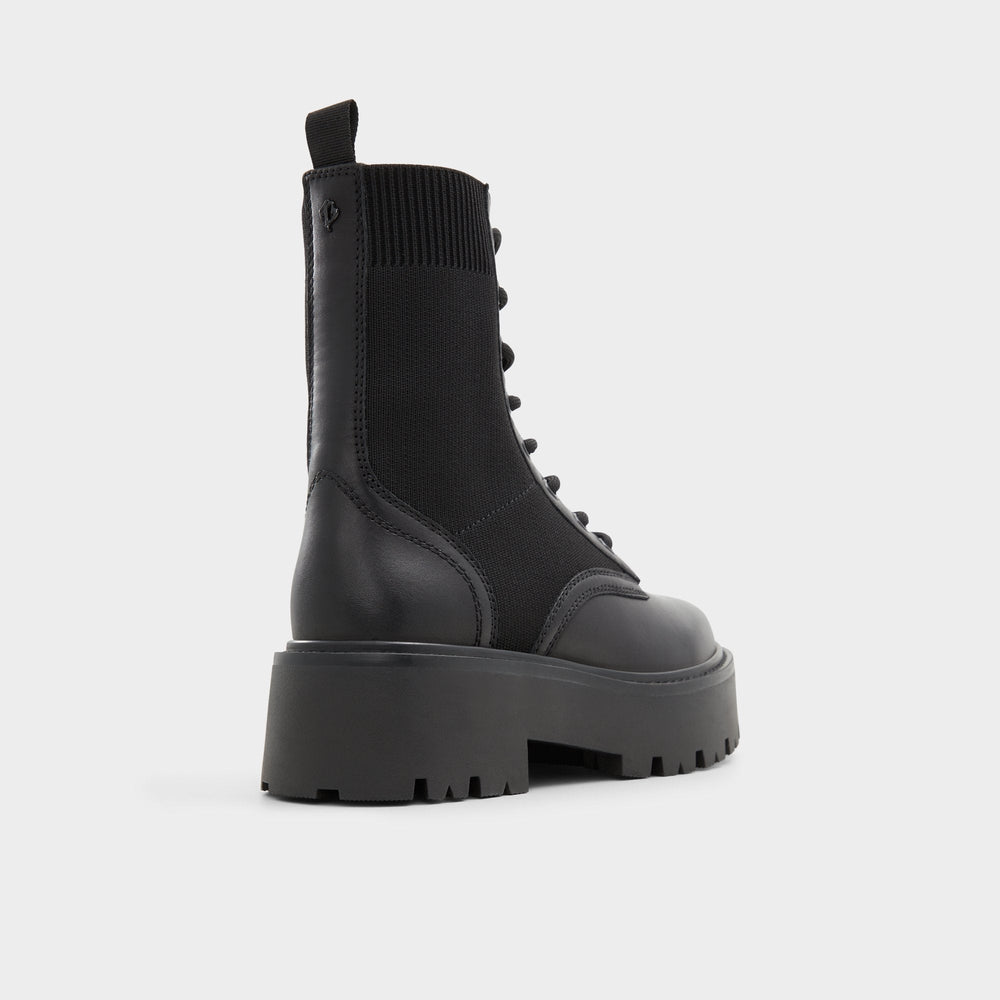 Black Talaleryknit Black Women's Combat boots - Combat ankle boot, Black | Aldo