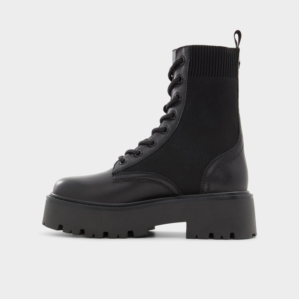 Black Talaleryknit Black Women's Combat boots - Combat ankle boot, Black | Aldo