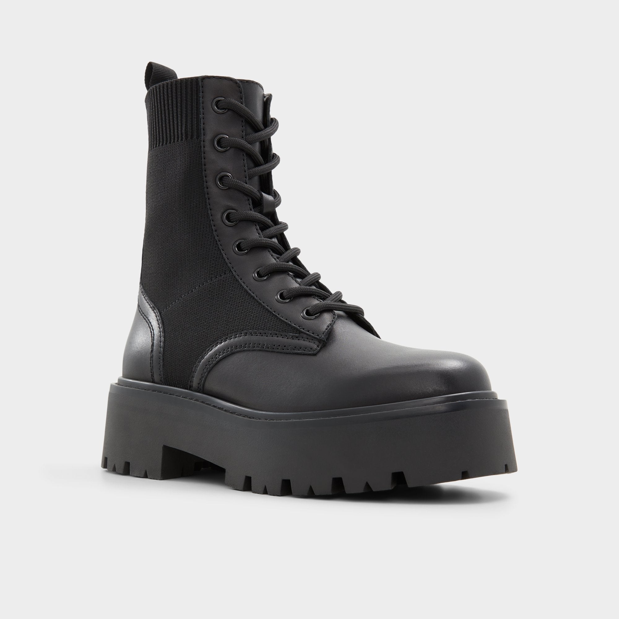 Black Talaleryknit Black Women's Combat boots - Combat ankle boot, Black | Aldo