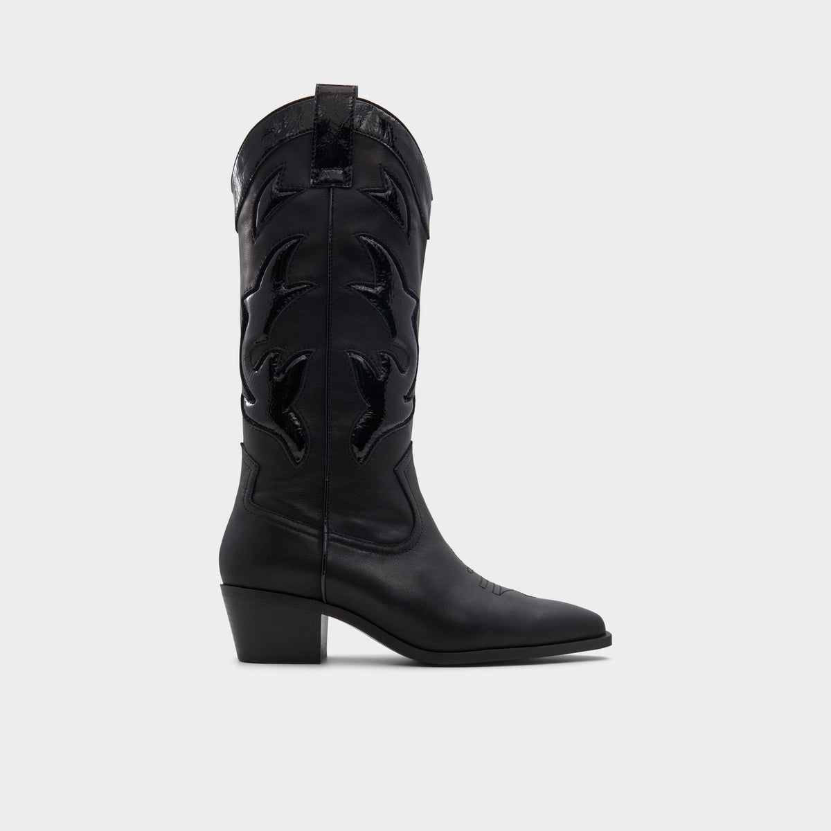 Black Nebraska Black Women's Western - Mid-calf western boot, Block heel | Aldo