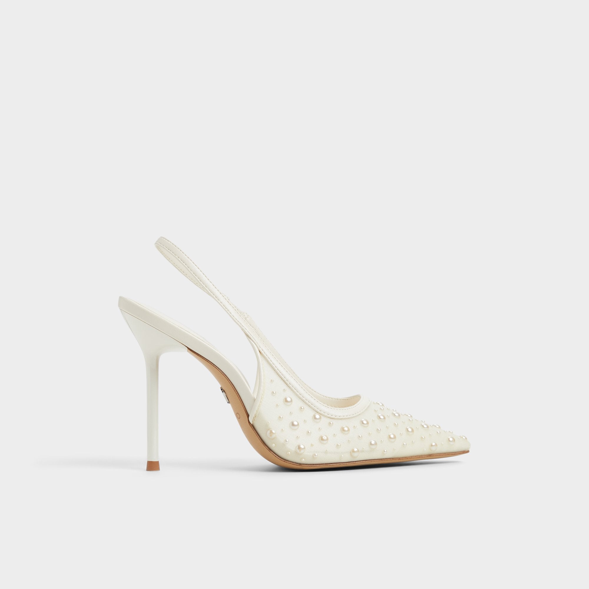 Other White Pearlescent Other White Textile Mesh Women's Slingbacks - Slingback heel | Aldo
