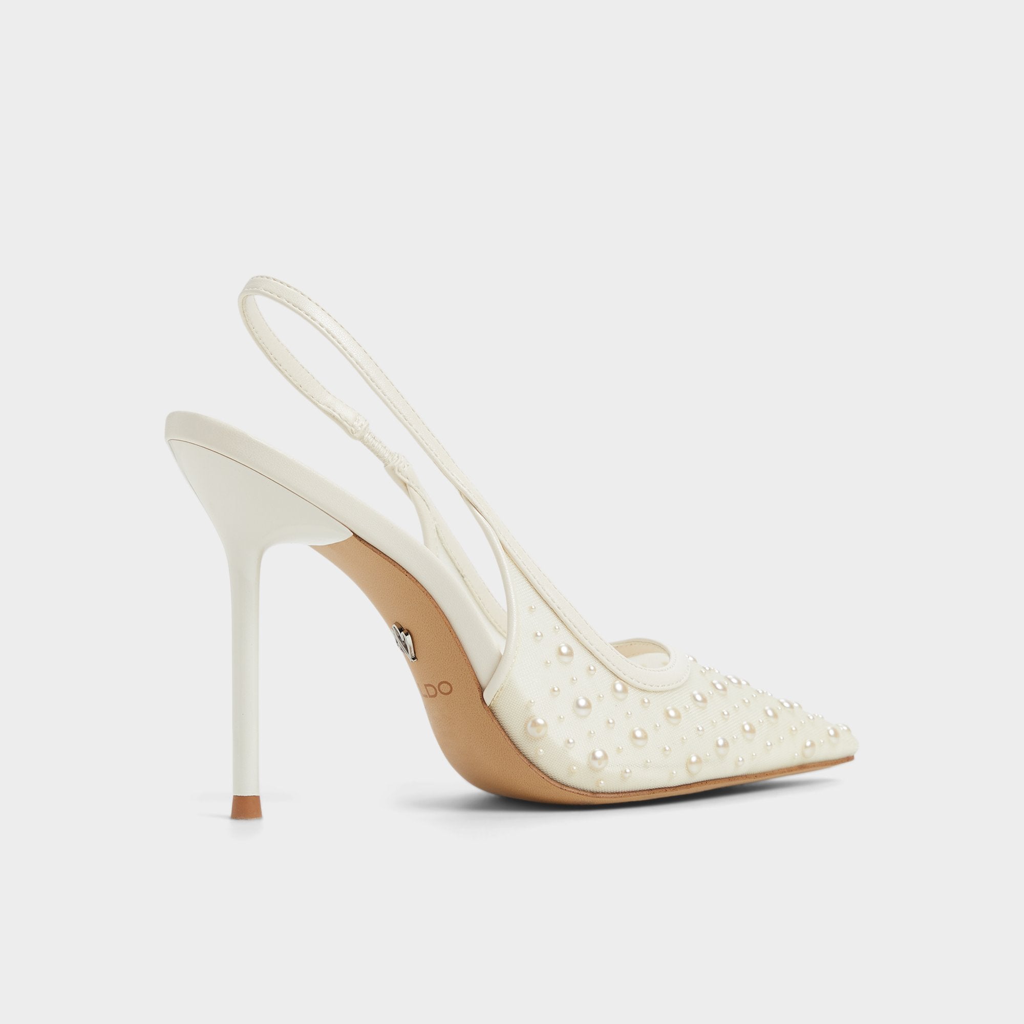 Other White Pearlescent Other White Textile Mesh Women's Slingbacks - Slingback heel | Aldo