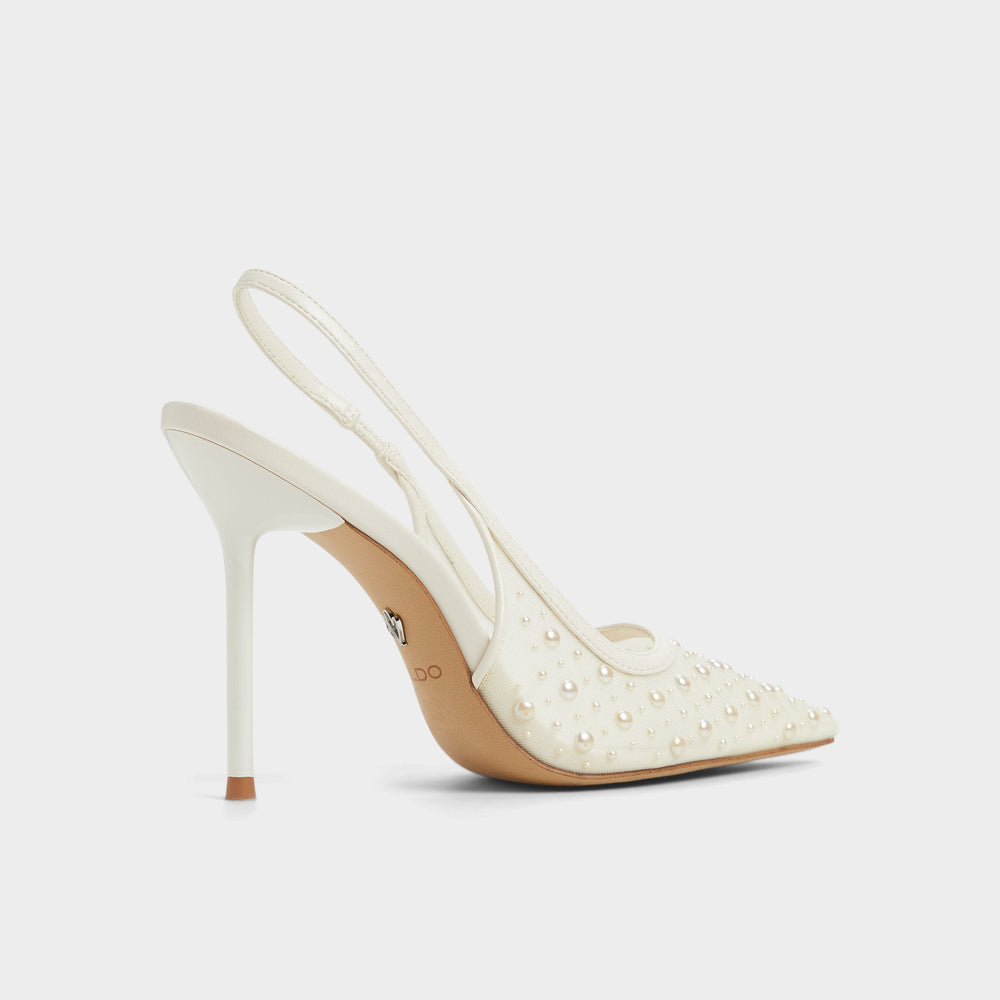 Other White Pearlescent Other White Textile Mesh Women's Slingbacks - Slingback heel | Aldo