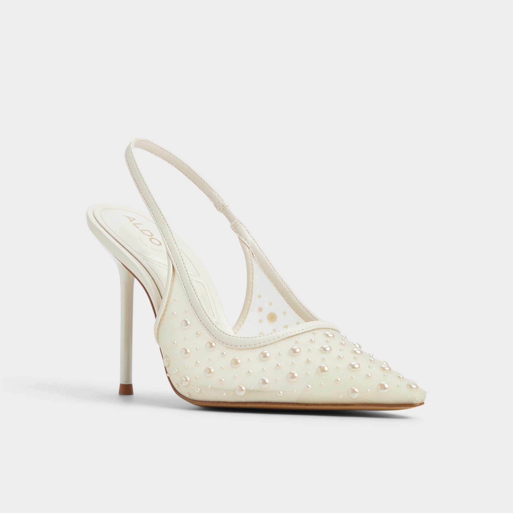 Other White Pearlescent Other White Textile Mesh Women's Slingbacks - Slingback heel | Aldo
