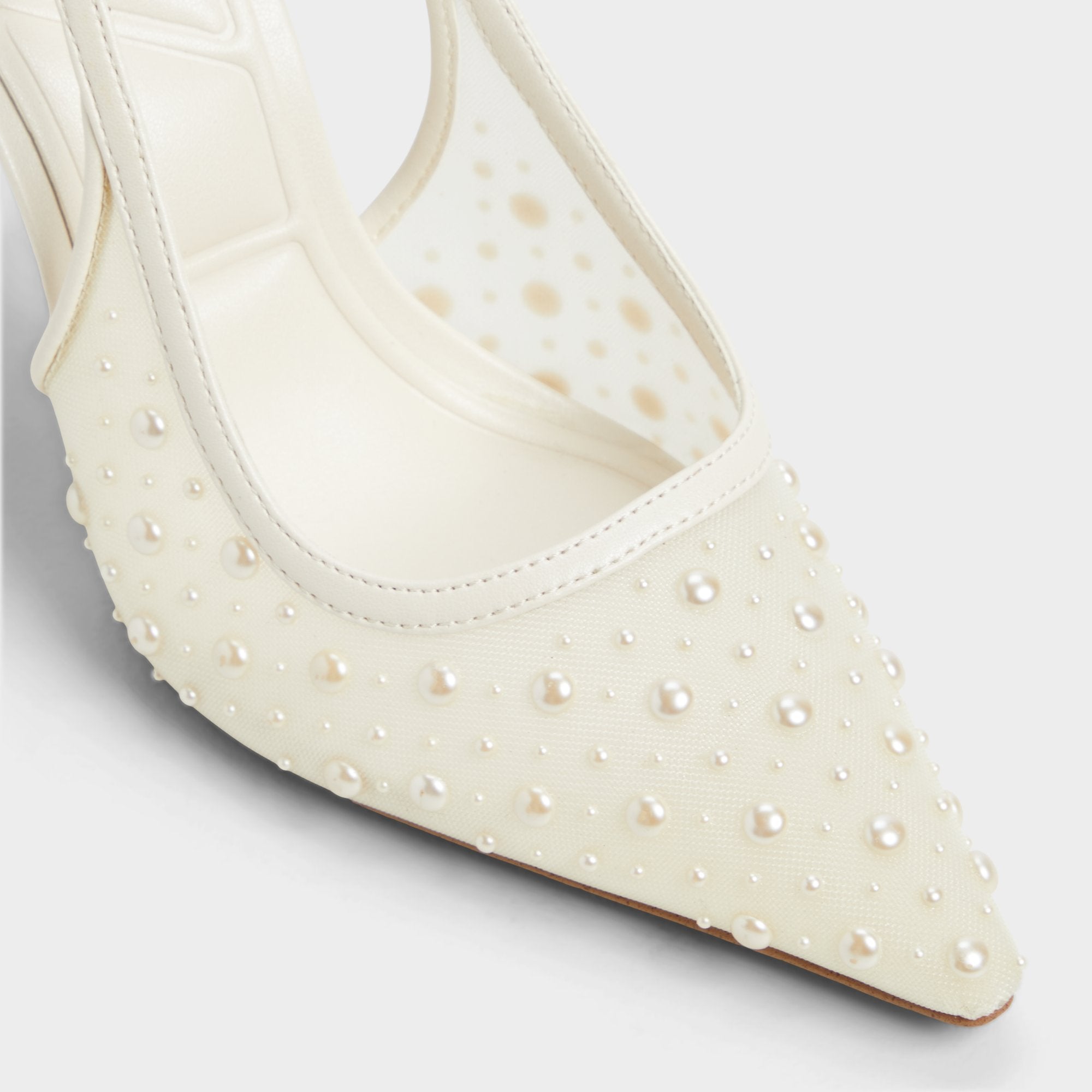 Other White Pearlescent Other White Textile Mesh Women's Slingbacks - Slingback heel | Aldo